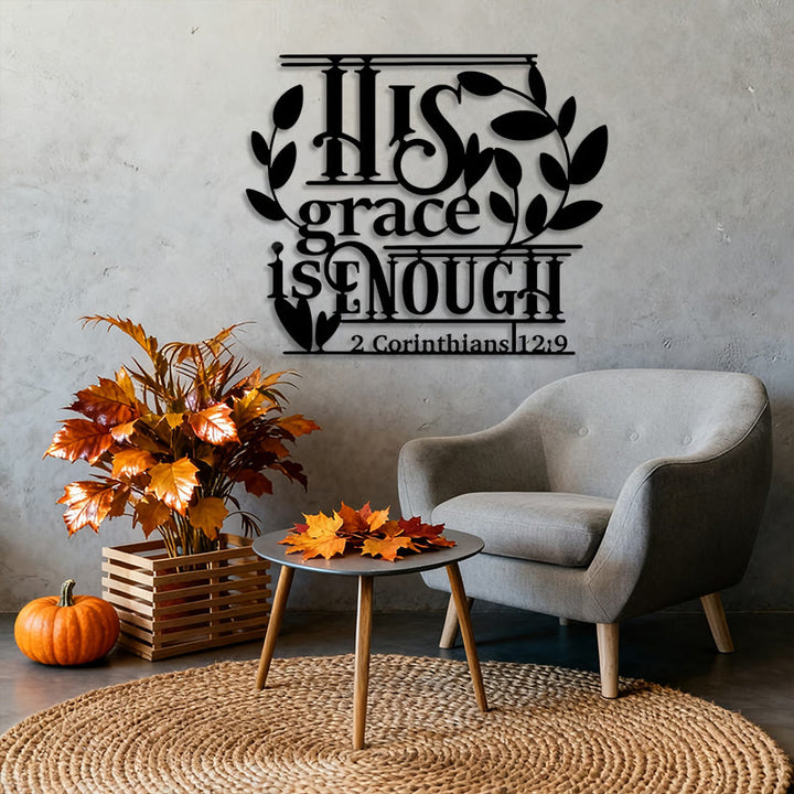 Christianartworkshop Faith Gift Metal Wall Decor: His Grace is Enough & 2 Corinthians 12:9 - image 4