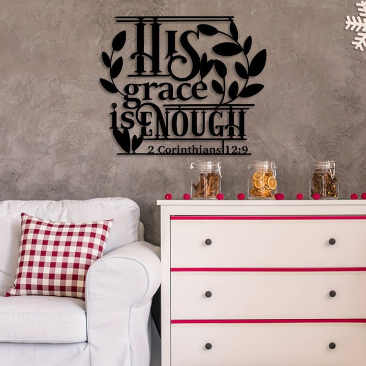 Christianartworkshop Faith Gift Metal Wall Decor: His Grace is Enough & 2 Corinthians 12:9 - image 2