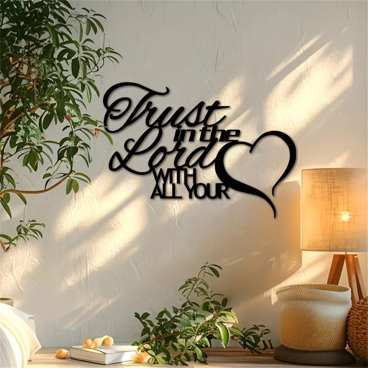 Christianartworkshop Trust in the Lord Heart Metal Wall Decor: Faithful Assurance for Spiritual Home - Black - 15.75''*11.10''/40*28.2cm - image 0