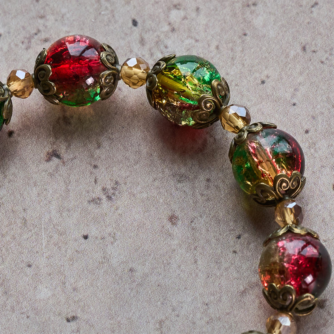 Christianartworkshop Christmas Glory Red-Green-Gold Glass Bead Bracelet: Faith That Shines - image 6