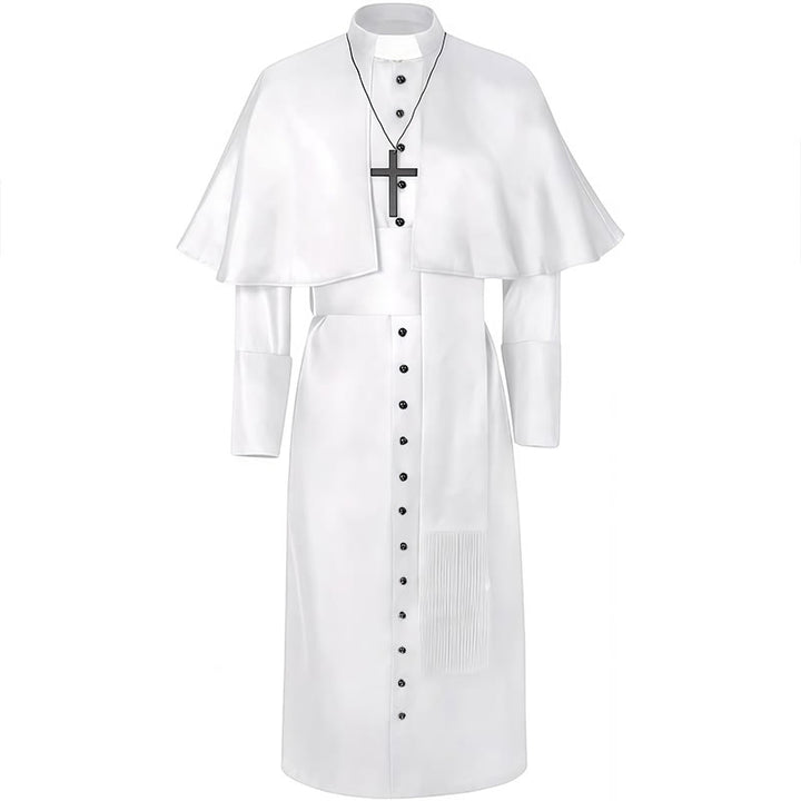 Christianartworkshop Multicolor Ceremonial Roman Soutane Cassock: Medieval Priest Aesthetics - White - 3XL - image 12