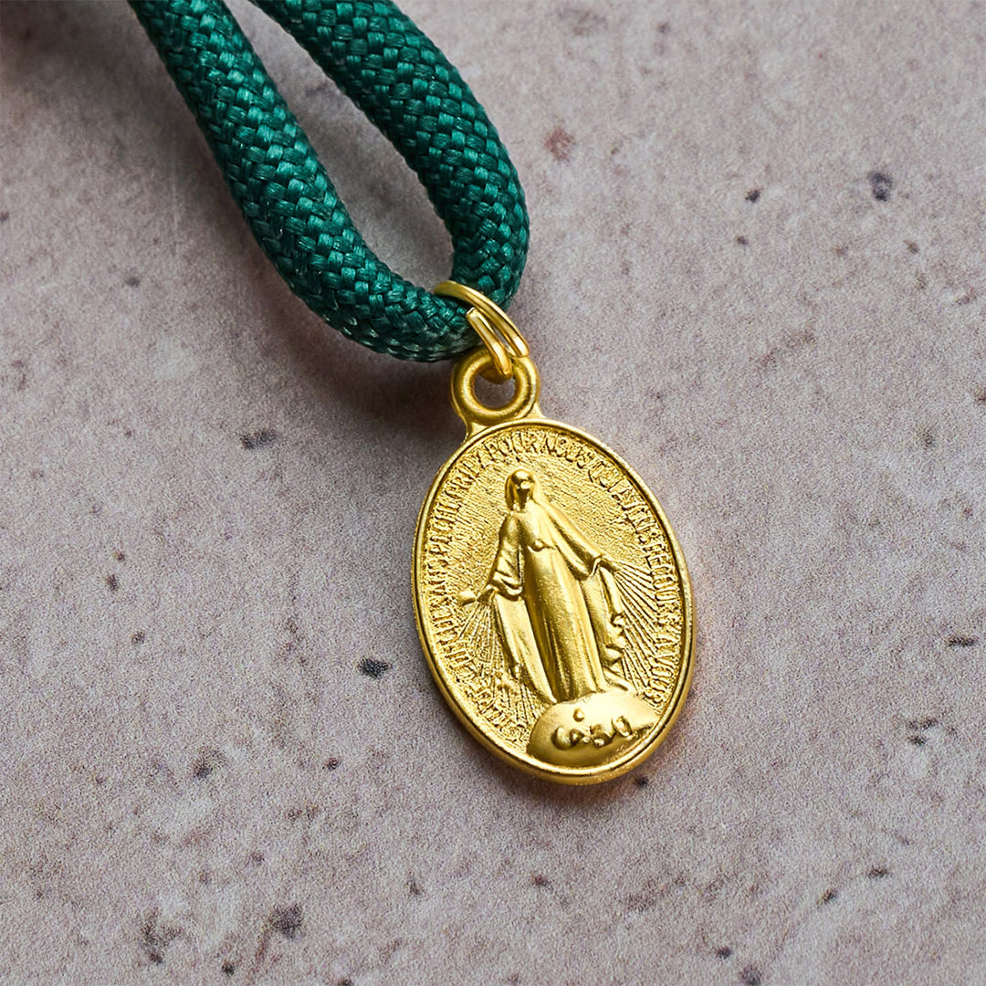 Christianartworkshop Amber-Tone Beads and Green Paracord Christmas Rosary with Holy Family Medal - image 18