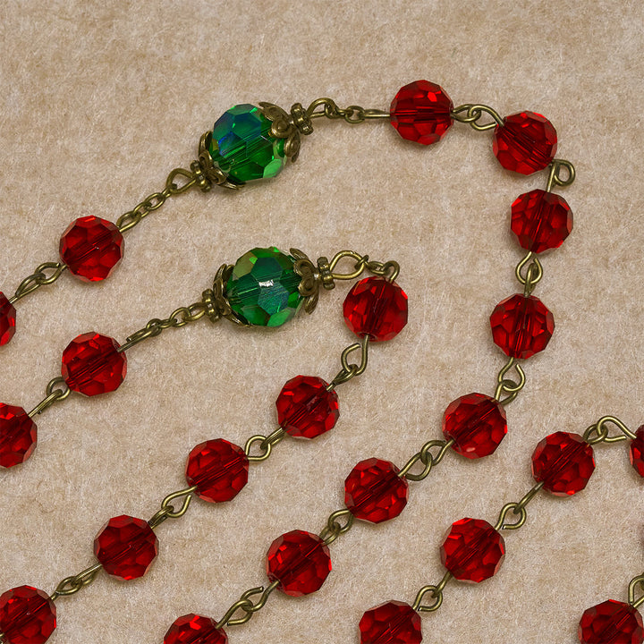 Christianartworkshop Nativity Faith Red and Green Beads Rosary: Guided by the Holy Family - image 7