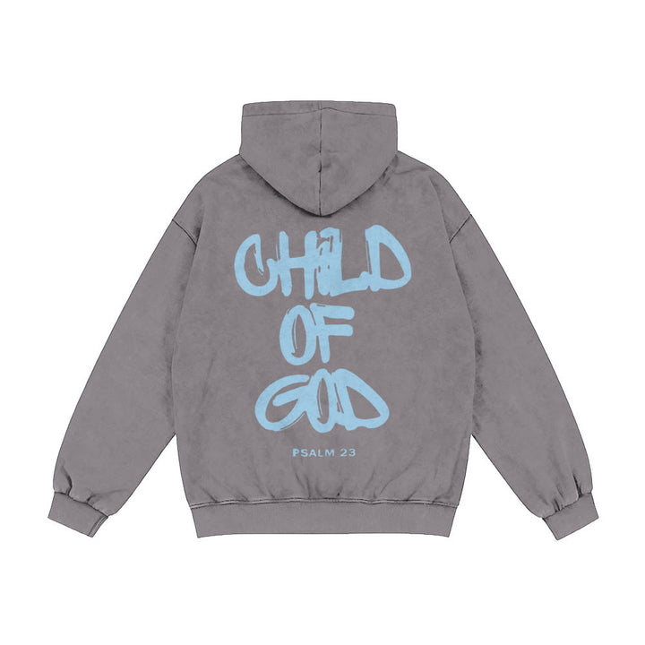 Christianartworkshop Child of God Hooded Jacket: Psalm 23 Comfort Statement - Grey - 2XL - image 0