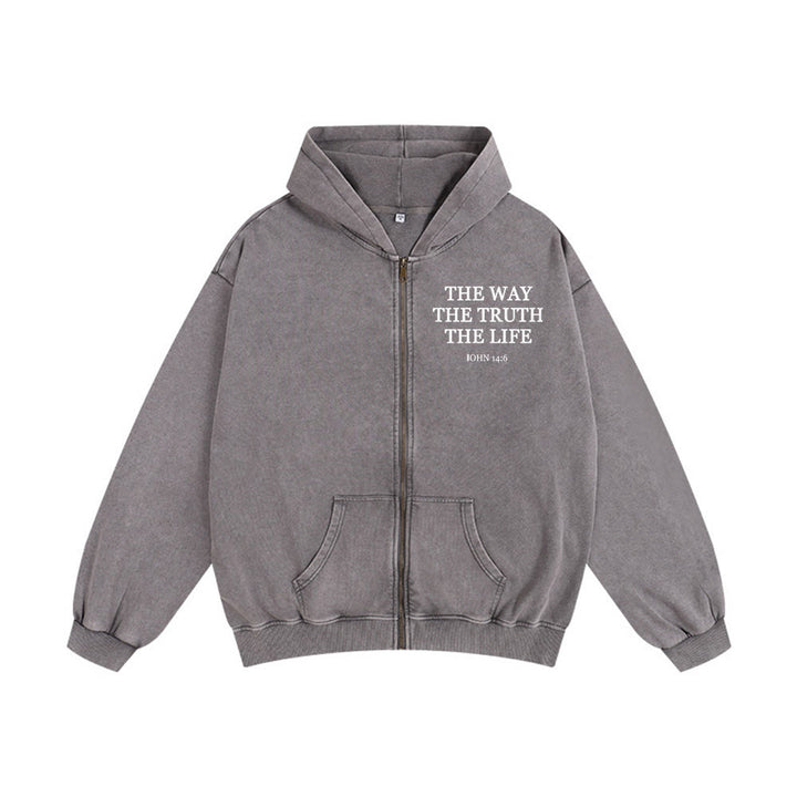 Christianartworkshop John 14:6 Hooded Jacket: Faithful Comfort for Church & Daily Life - Grey - 2XL - image 7