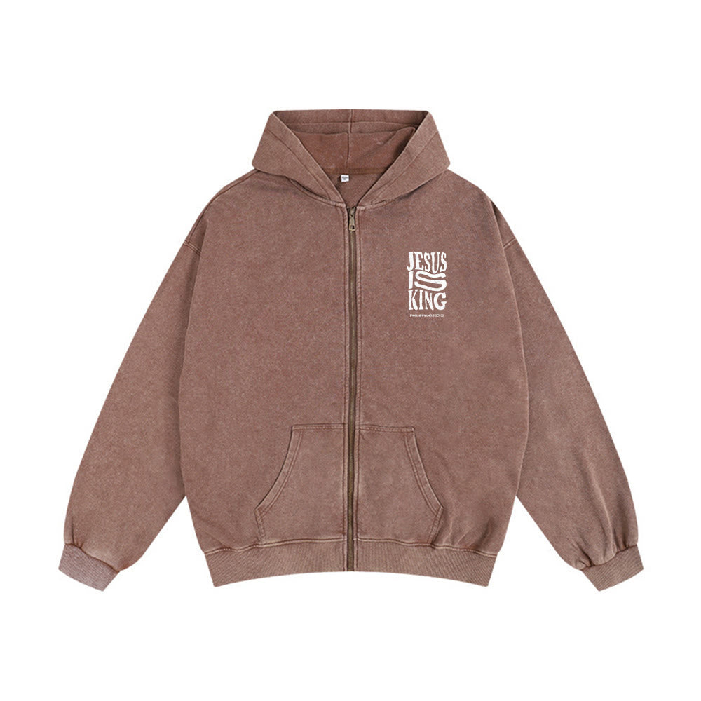 Christianartworkshop Jesus Is King Hooded Jacket: Philippians 2:10-11 Faith Statement - image 20