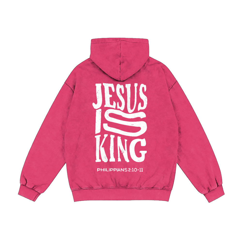 Christianartworkshop Jesus Is King Hooded Jacket: Philippians 2:10-11 Faith Statement - Rose - 2XL - image 25