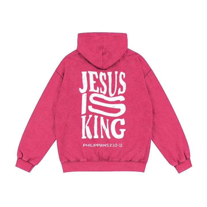 Christianartworkshop Jesus Is King Hooded Jacket: Philippians 2:10-11 Faith Statement - Rose - 2XL - image 25