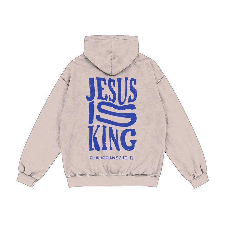 Christianartworkshop Jesus Is King Hooded Jacket: Philippians 2:10-11 Faith Statement - Apricot - 2XL - image 7