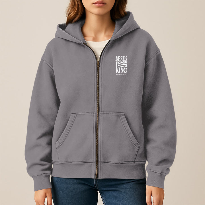 Christianartworkshop Jesus Is King Hooded Jacket: Philippians 2:10-11 Faith Statement - image 2