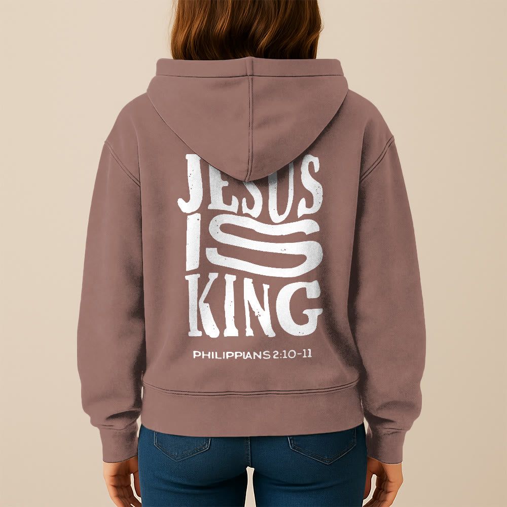 Christianartworkshop Jesus Is King Hooded Jacket: Philippians 2:10-11 Faith Statement - image 22