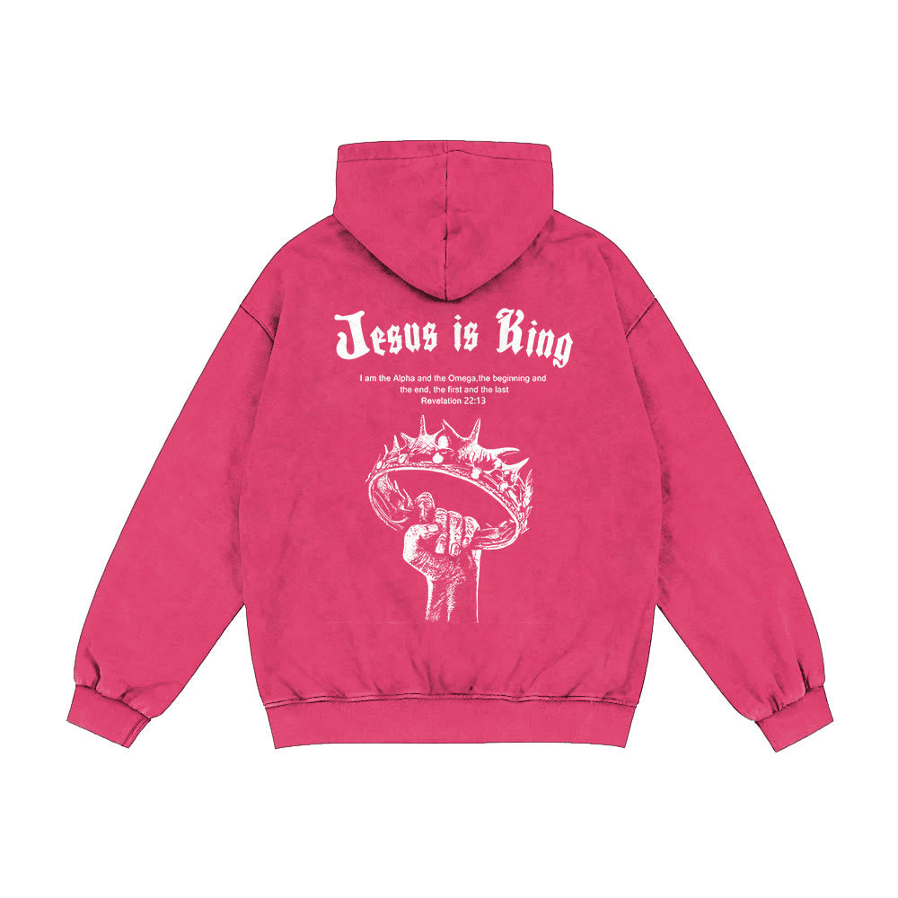 Christianartworkshop Jesus is King Hooded Jacket: Stylish Faith with Revelation 22:13 - Rose - 2XL - image 25
