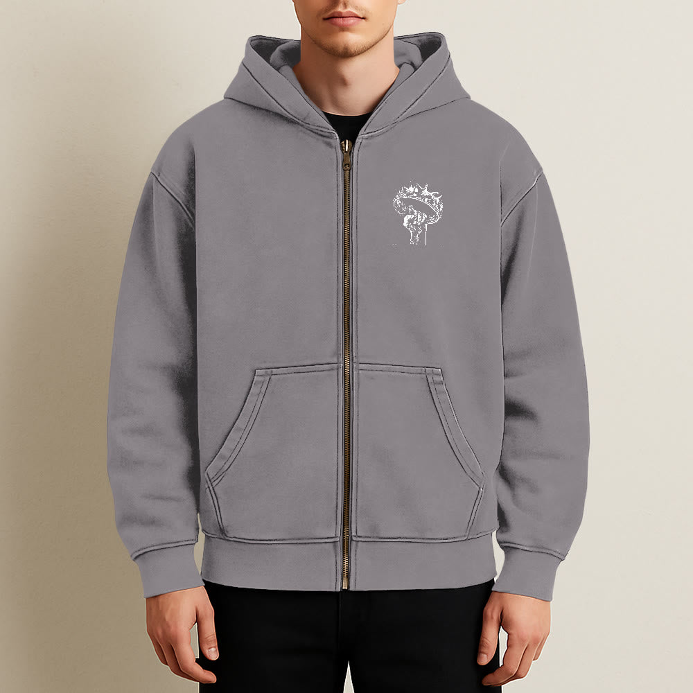 Christianartworkshop Jesus is King Hooded Jacket: Stylish Faith with Revelation 22:13 - image 11