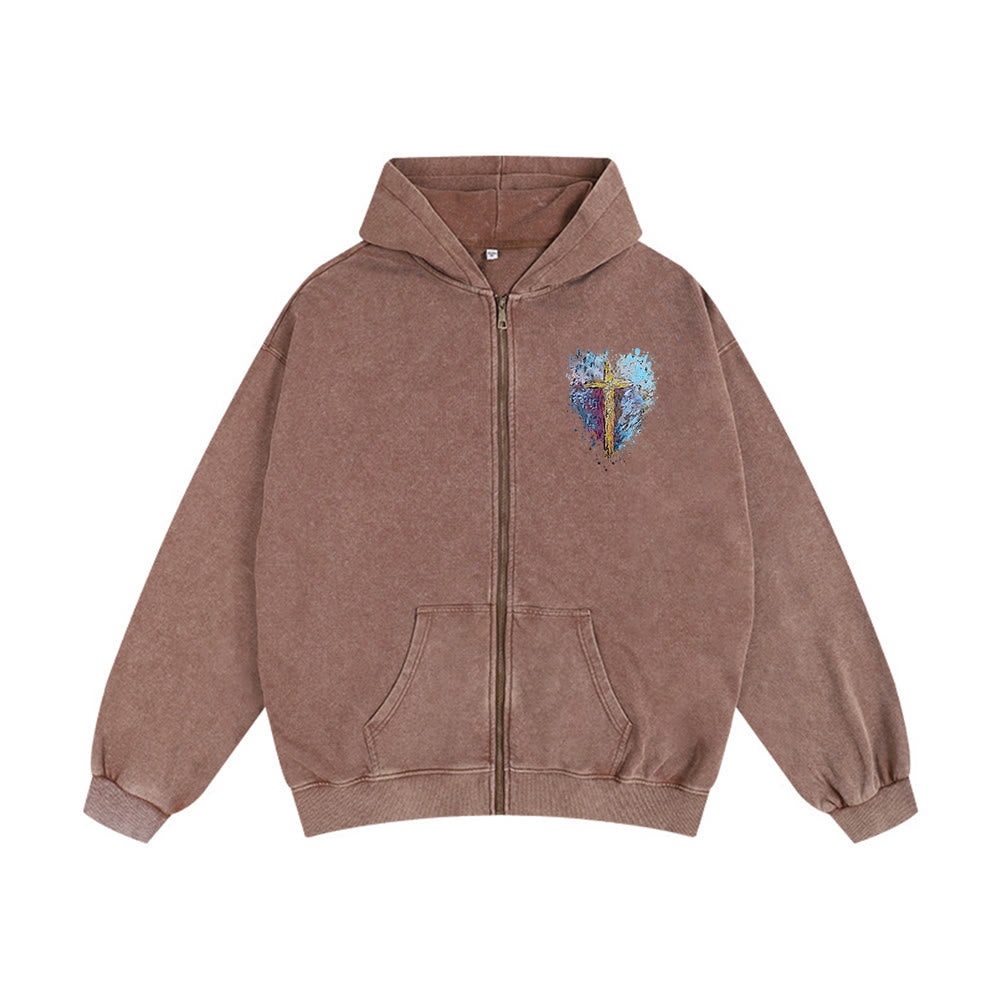 Christianartworkshop Art Cross Hooded Jacket: Daily Reminder of Faith & Beauty - Coffee - 2XL - image 10