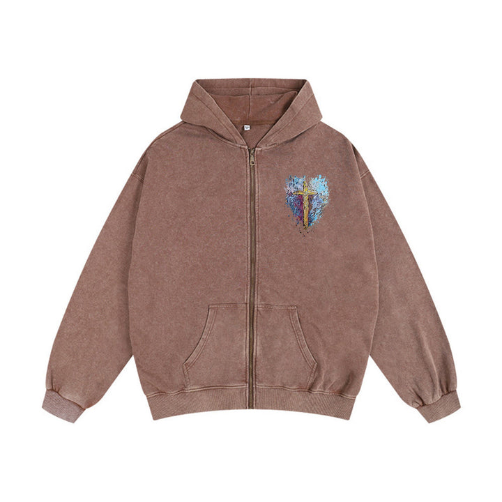 Christianartworkshop Art Cross Hooded Jacket: Daily Reminder of Faith & Beauty - Coffee - 2XL - image 10