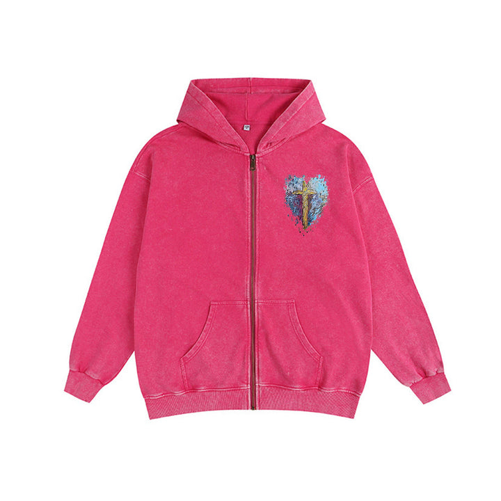 Christianartworkshop Art Cross Hooded Jacket: Daily Reminder of Faith & Beauty - Rose - 2XL - image 0