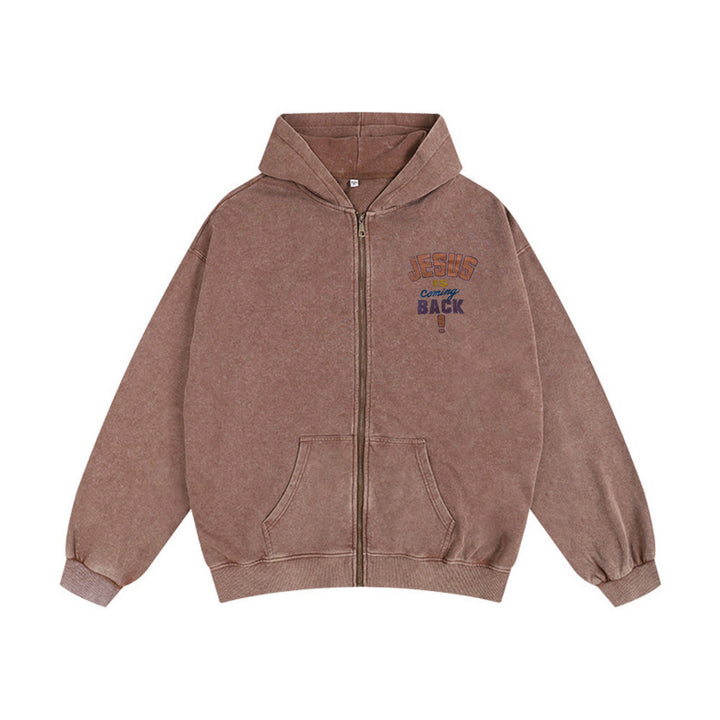 Christianartworkshop Jesus Is Coming Back Hooded Jacket: Faithful Hope for Daily Wear - Coffee - 2XL - image 4