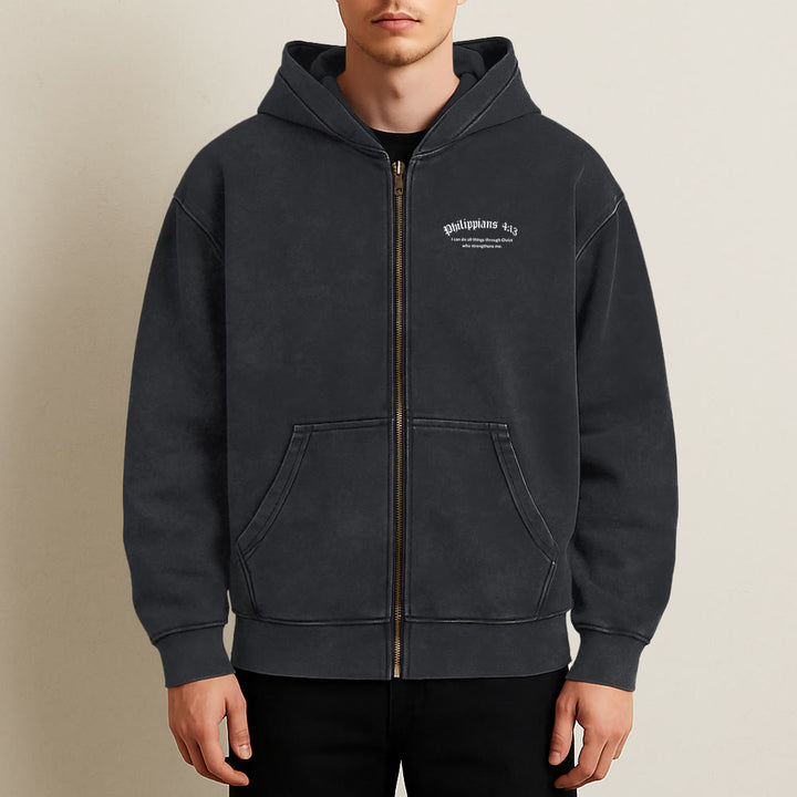 Christianartworkshop Philippians 4:13 Hooded Jacket: Faith Gift with Strength Message - image 4