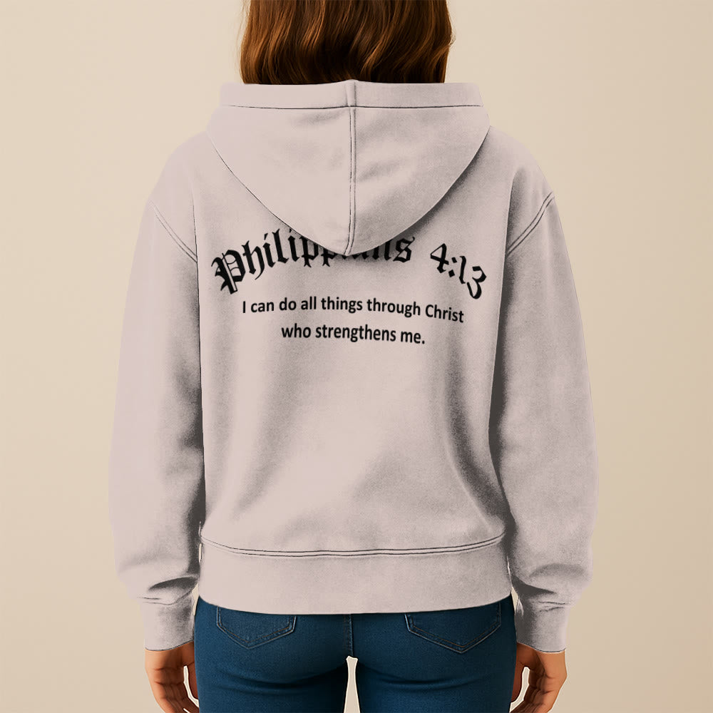 Christianartworkshop Philippians 4:13 Hooded Jacket: Faith Gift with Strength Message - image 10