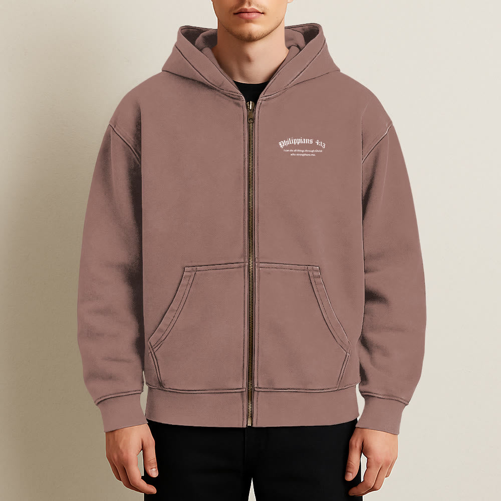 Christianartworkshop Philippians 4:13 Hooded Jacket: Faith Gift with Strength Message - image 29