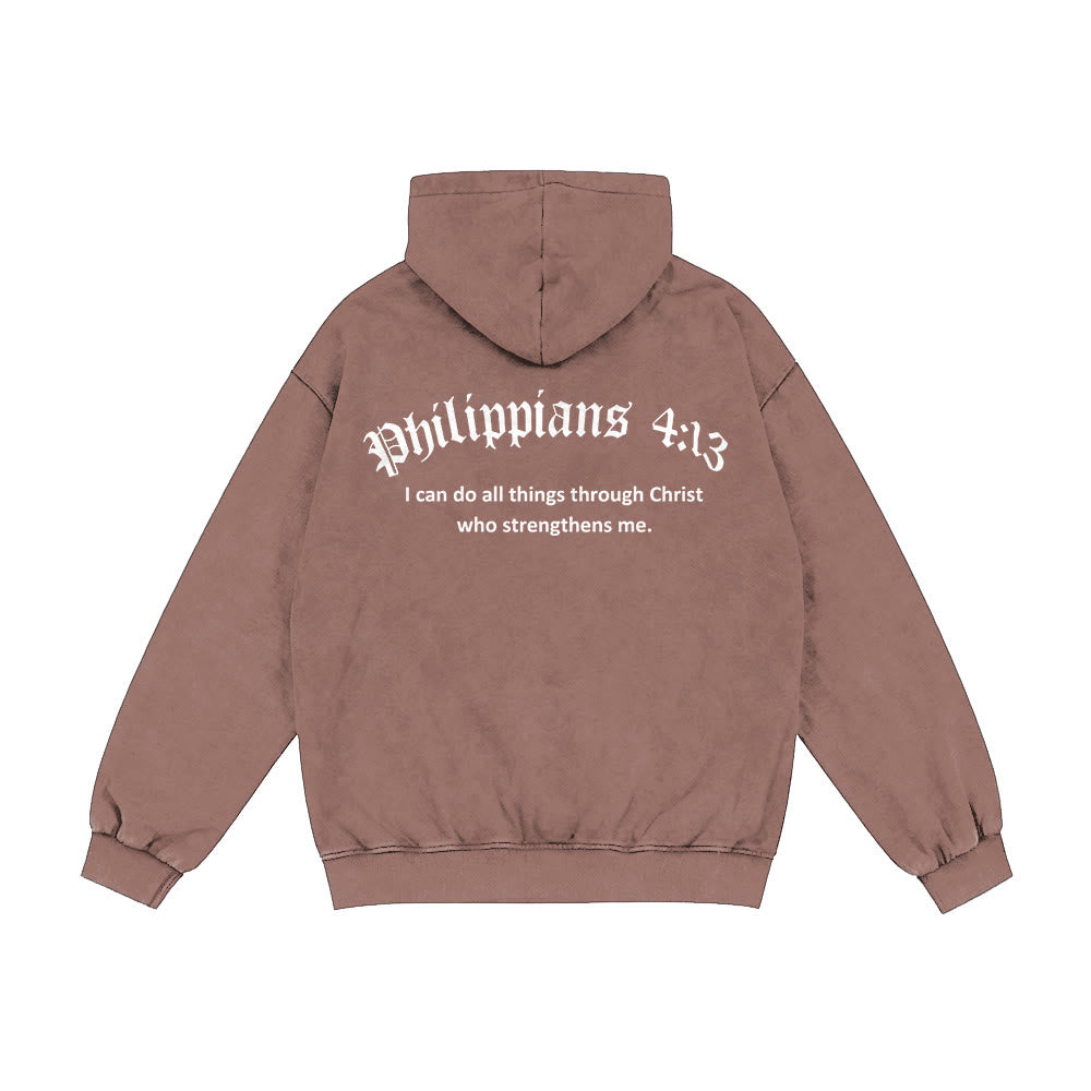 Christianartworkshop Philippians 4:13 Hooded Jacket: Faith Gift with Strength Message - Coffee - 2XL - image 25