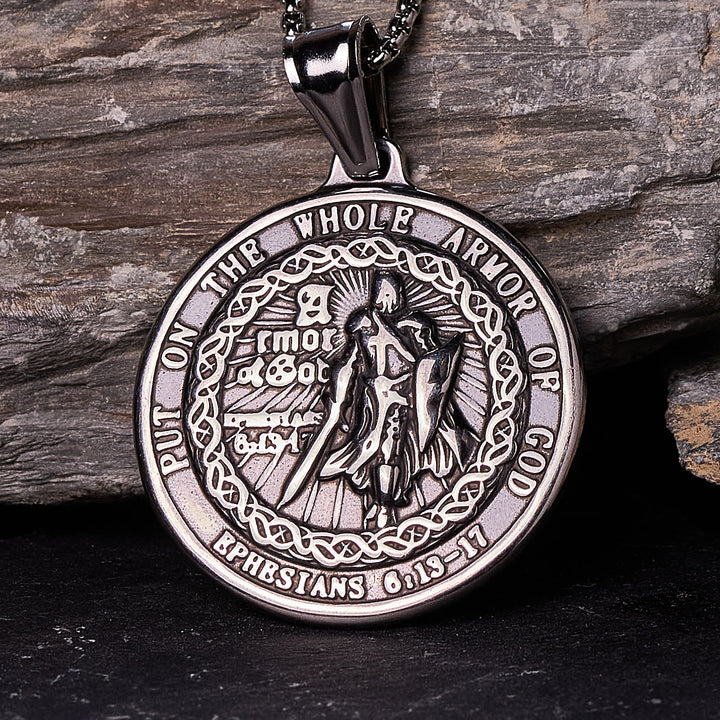 Christianartworkshop Armor of God Pendant Necklace: Spiritual Protection & Timeless Devotion - Retro - image 0