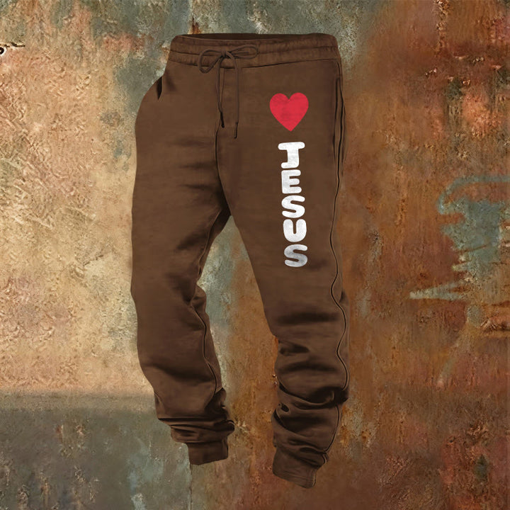 Christianartworkshop Heart for Jesus Sweatpants: Daily Wear with Faithful Affection - Brown - 2XL - image 21