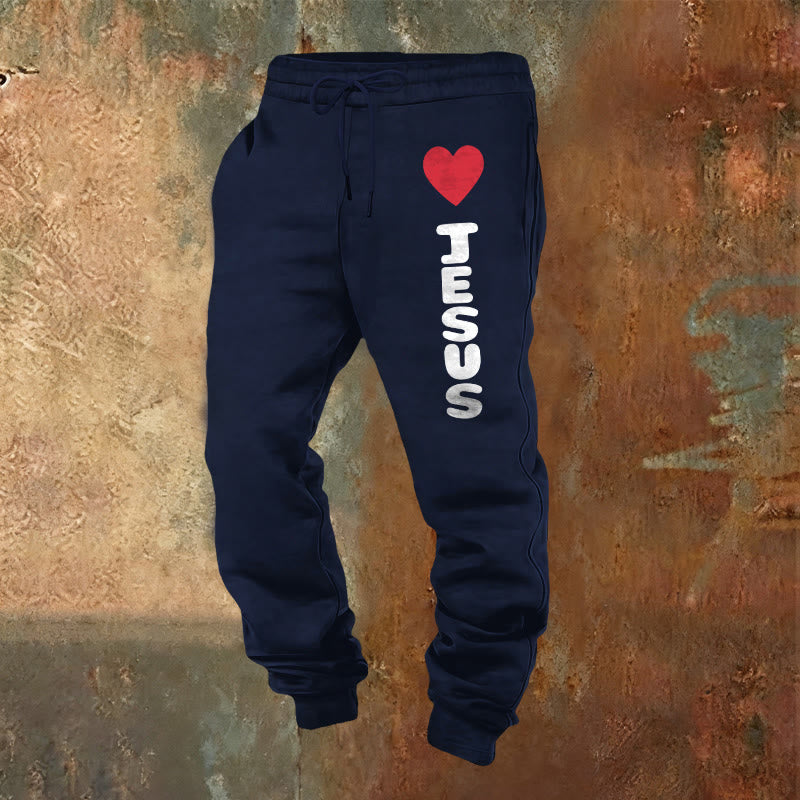 Christianartworkshop Heart for Jesus Sweatpants: Daily Wear with Faithful Affection - Navy Blue - 2XL - image 13