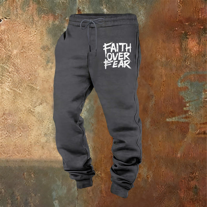 Christianartworkshop Faith Over Fear Sweatpants: Daily Wear with Spiritual Courage - Warm Grey - 2XL - image 5