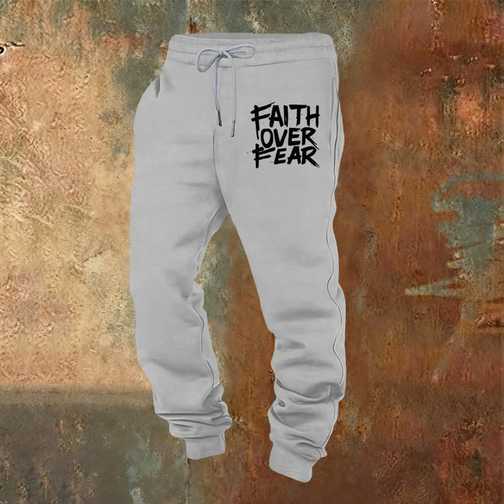 Christianartworkshop Faith Over Fear Sweatpants: Daily Wear with Spiritual Courage - Light Grey - 2XL - image 16