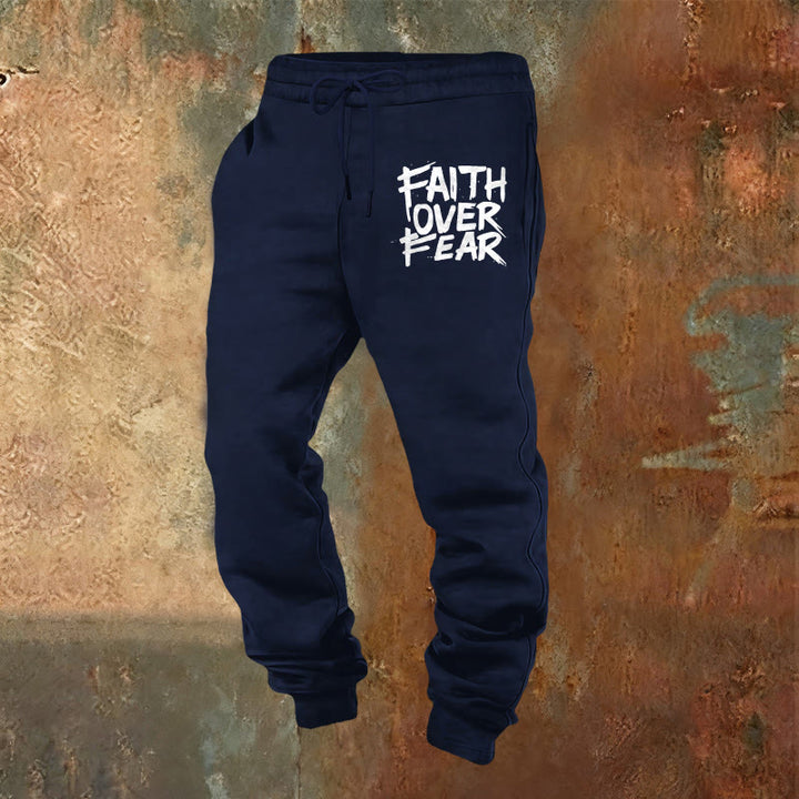 Christianartworkshop Faith Over Fear Sweatpants: Daily Wear with Spiritual Courage - Navy Blue - 2XL - image 13