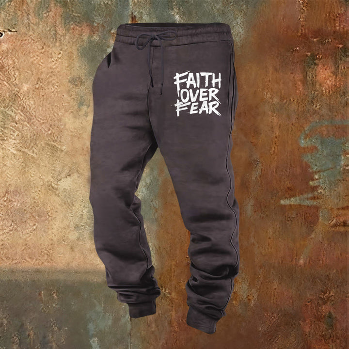 Christianartworkshop Faith Over Fear Sweatpants: Daily Wear with Spiritual Courage - Dark Grey - 2XL - image 20