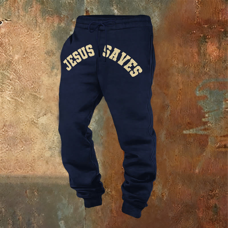 Christianartworkshop Jesus Saves Sweatpants: Daily Reminder of Divine Redemption - Navy Blue - 2XL - image 0