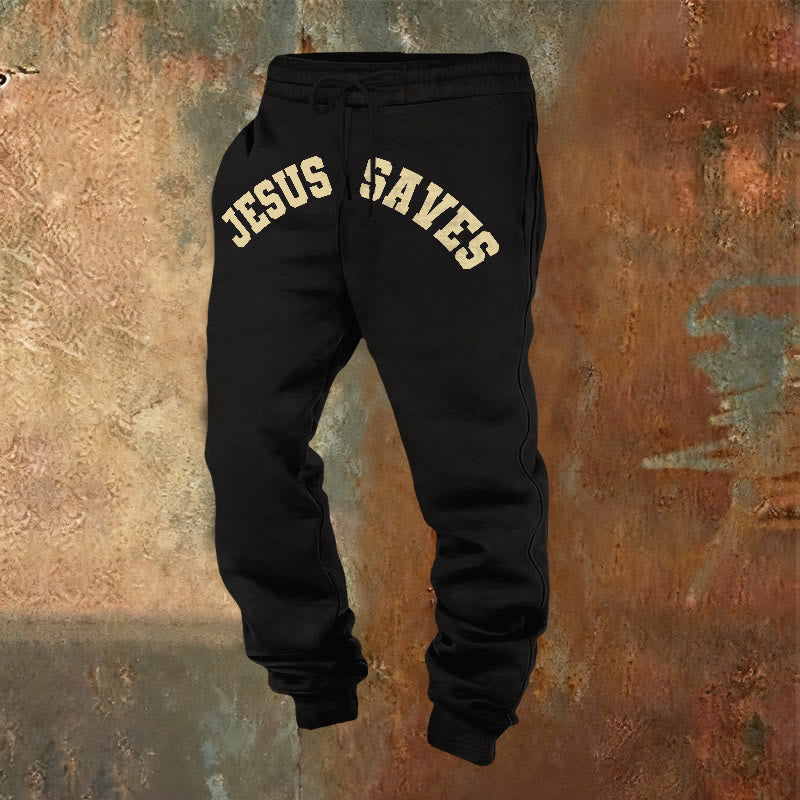 Christianartworkshop Jesus Saves Sweatpants: Daily Reminder of Divine Redemption - Black - 2XL - image 5