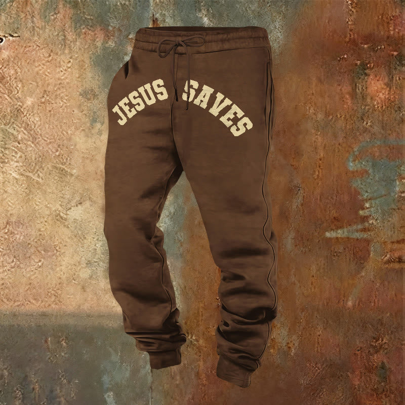 Christianartworkshop Jesus Saves Sweatpants: Daily Reminder of Divine Redemption - Brown - 2XL - image 21
