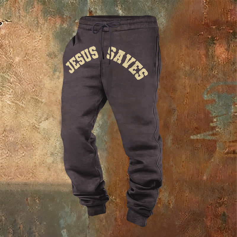 Christianartworkshop Jesus Saves Sweatpants: Daily Reminder of Divine Redemption - Dark Grey - 2XL - image 13