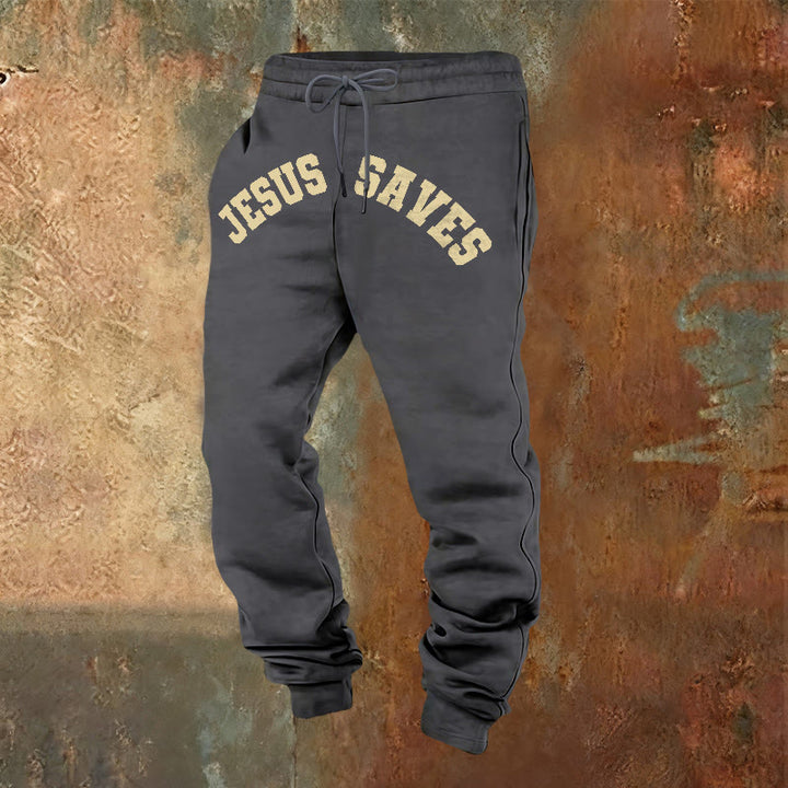 Christianartworkshop Jesus Saves Sweatpants: Daily Reminder of Divine Redemption - Warm Grey - 2XL - image 9