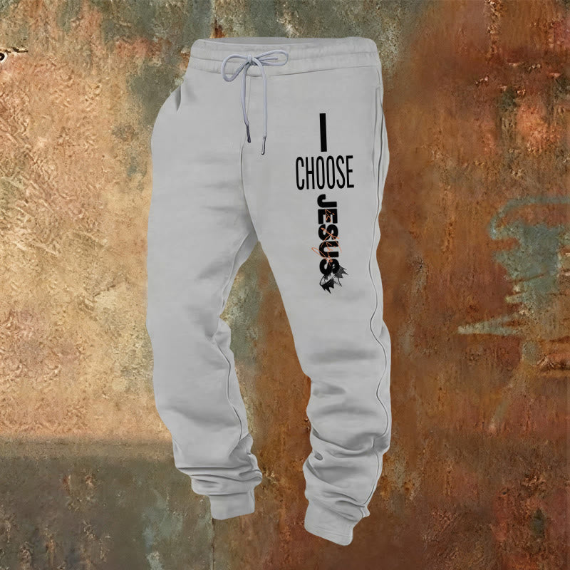Christianartworkshop I Choose Jesus Sweatpants: Daily Wear with Faithful Commitment - Light Grey - 2XL - image 16