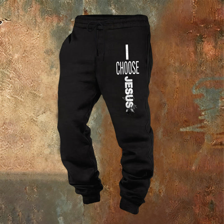 Christianartworkshop I Choose Jesus Sweatpants: Daily Wear with Faithful Commitment - Black - 2XL - image 4
