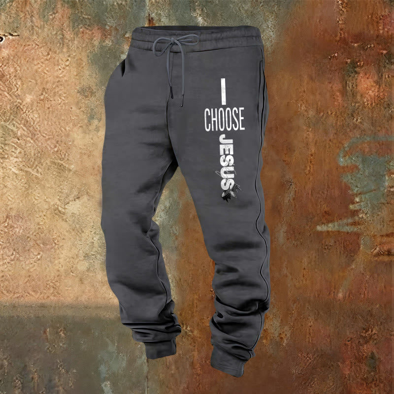 Christianartworkshop I Choose Jesus Sweatpants: Daily Wear with Faithful Commitment - Warm Grey - 2XL - image 9