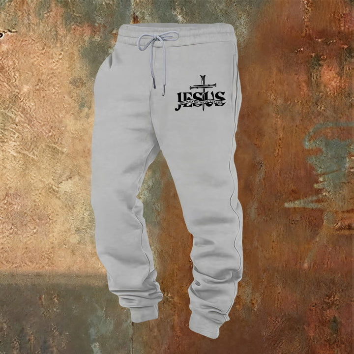 Christianartworkshop Jesus Sword Faith Sweatpants: Stylish Faith for Everyday Moments - Light Grey - 2XL - image 16