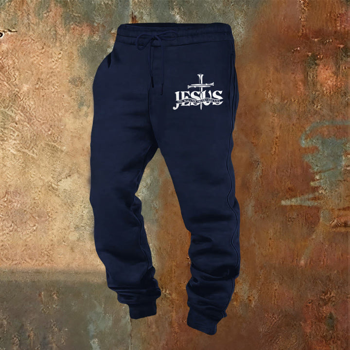 Christianartworkshop Jesus Sword Faith Sweatpants: Stylish Faith for Everyday Moments - Navy Blue - 2XL - image 4