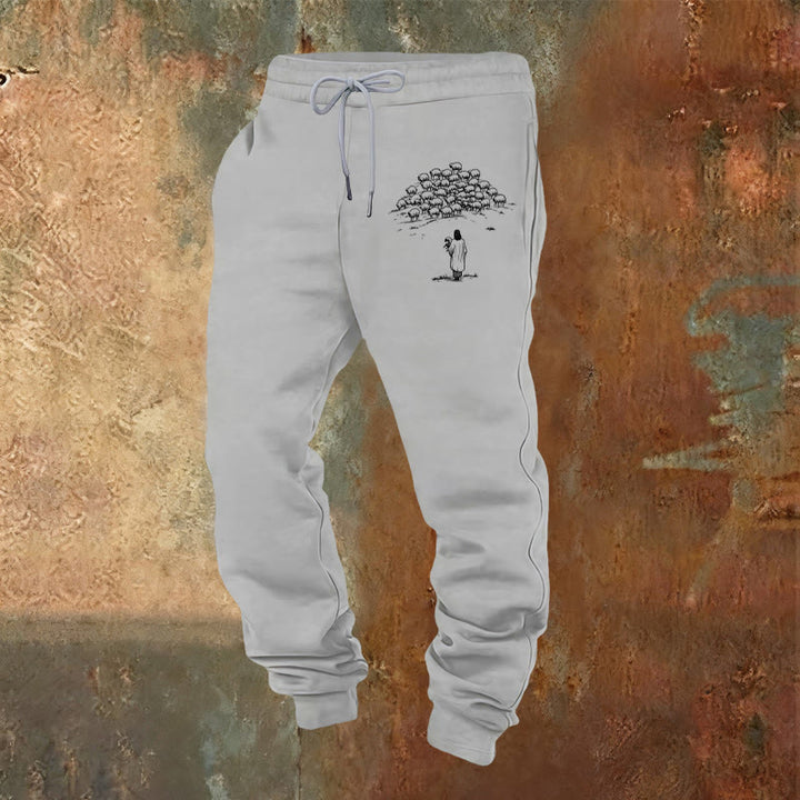 Christianartworkshop Good Shepherd Faith Sweatpants: Daily Wear with Spiritual Care - Light Grey - 2XL - image 17
