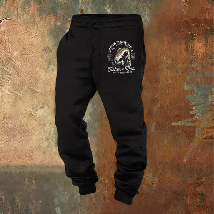 Christianartworkshop Fisher of Men Faith Sweatpants: Daily Wear with Spiritual Mission - Black - 2XL - image 9