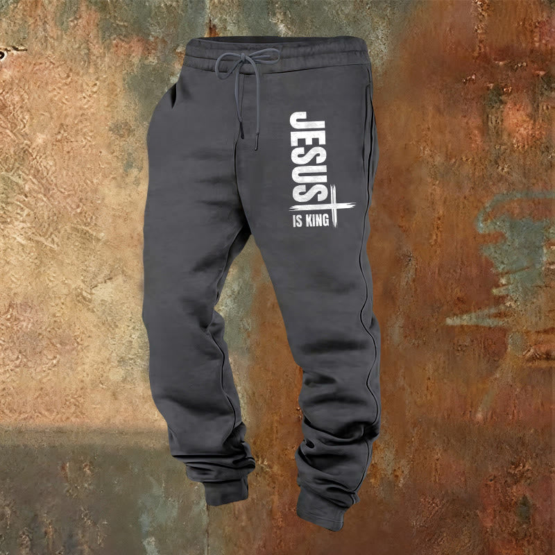 Christianartworkshop Jesus Is King Sweatpants: Daily Wear with Royal Faith - Warm Grey - 2XL - image 12
