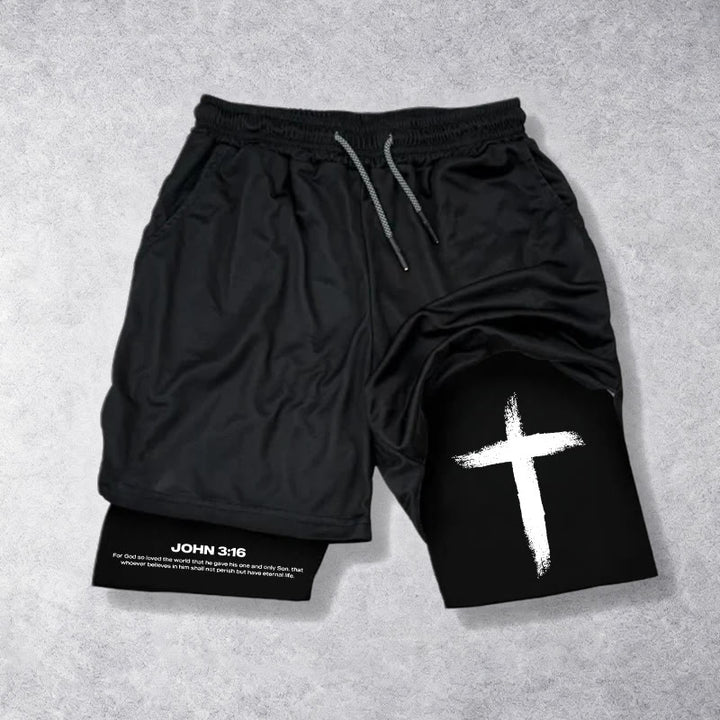 Christianartworkshop John 3:16 Cross Performance Shorts - Shorts - 3XL - image 0