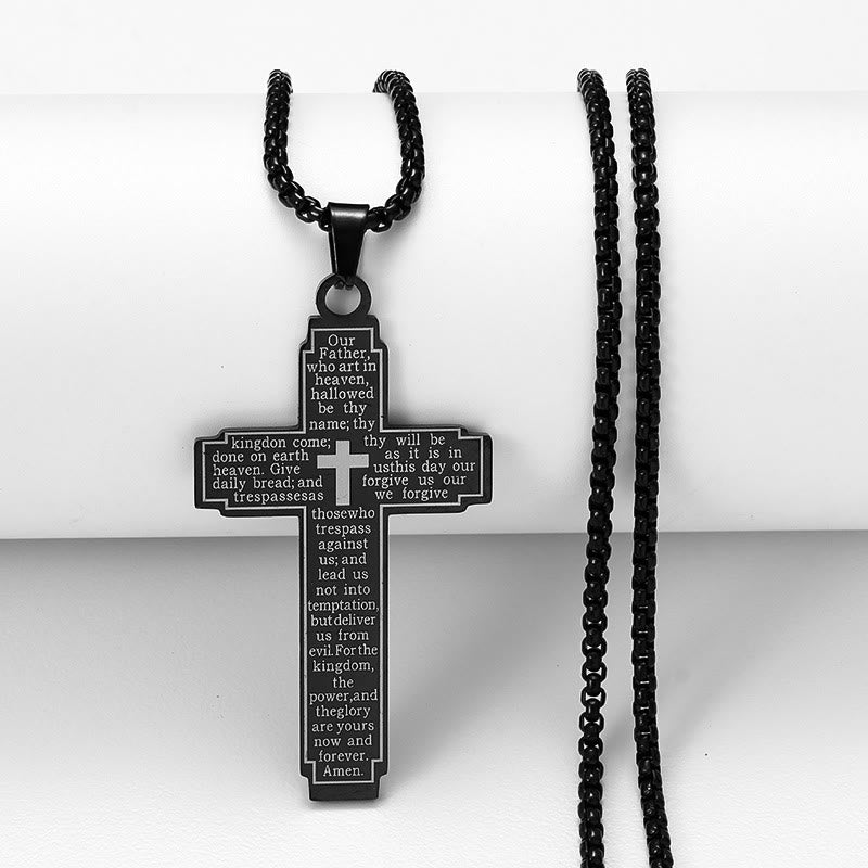 Christianartworkshop Scripture Cross Pendant Necklace: Biblical Verse & Faithful Devotion - Black - image 3