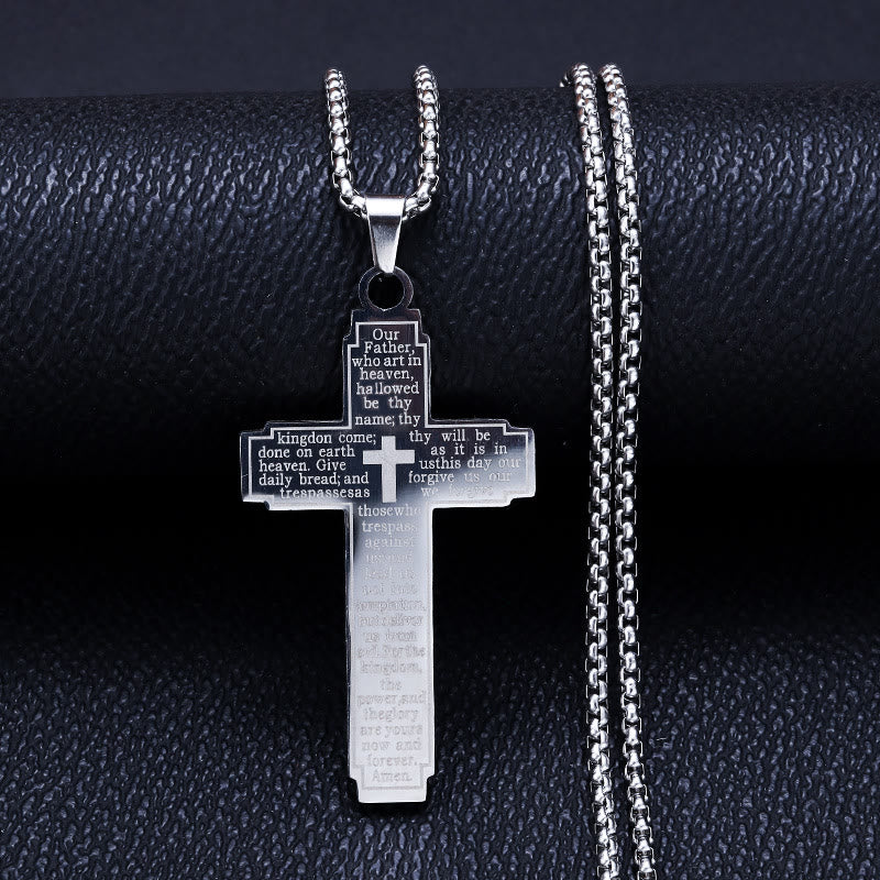 Christianartworkshop Scripture Cross Pendant Necklace: Biblical Verse & Faithful Devotion - Silver - image 0