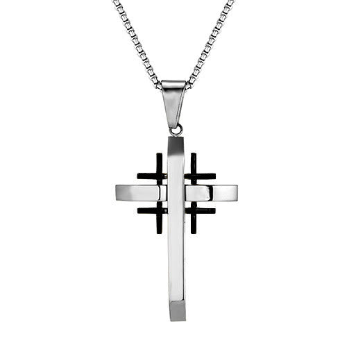 Christianartworkshop Geometric Cross Pendant Necklace: Modern Faith & Stylish Devotion - Silver & Black - image 4