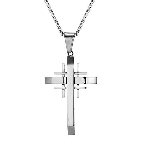 Christianartworkshop Geometric Cross Pendant Necklace: Modern Faith & Stylish Devotion - Silver - image 2